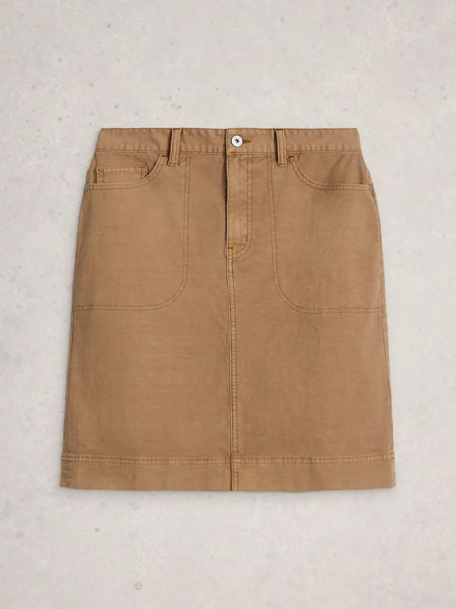 White Stuff Tia Chino Skirt Brown Discount