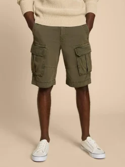 White Stuff 100% Cotton Halsall Cargo Shorts Green Outlet