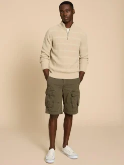 White Stuff 100% Cotton Halsall Cargo Shorts Green Outlet