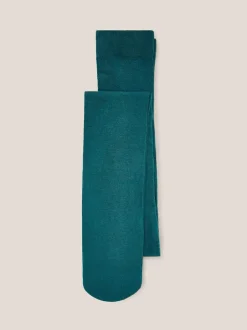 White Stuff Green Patty Plain Tights Clearance