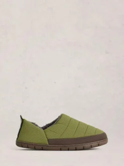 White Stuff Nylon Puffer Slippers Light Green Sale