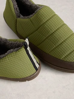 White Stuff Nylon Puffer Slippers Light Green Sale