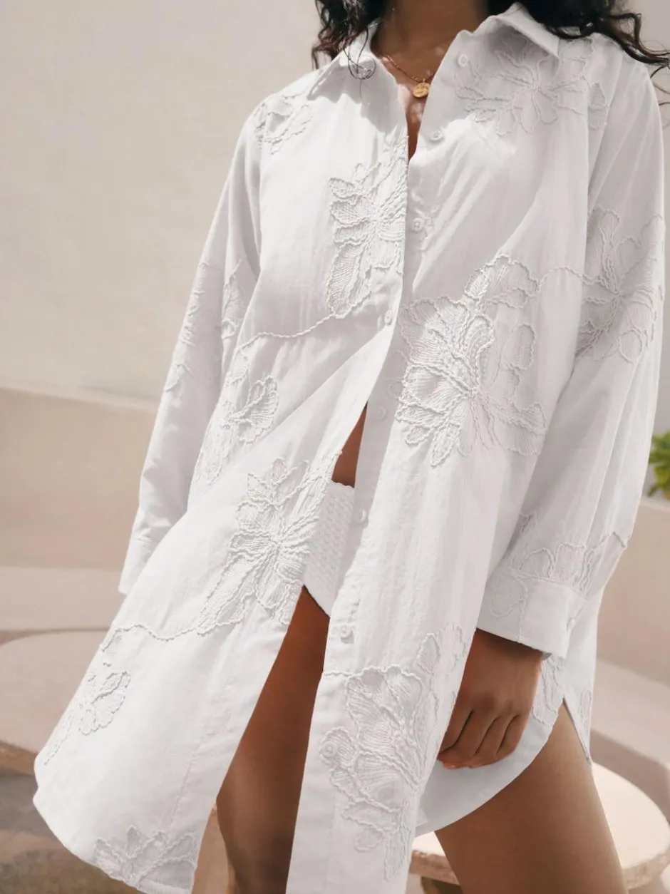 Next Textured Cornelli Cover-Up Shirt White Sale