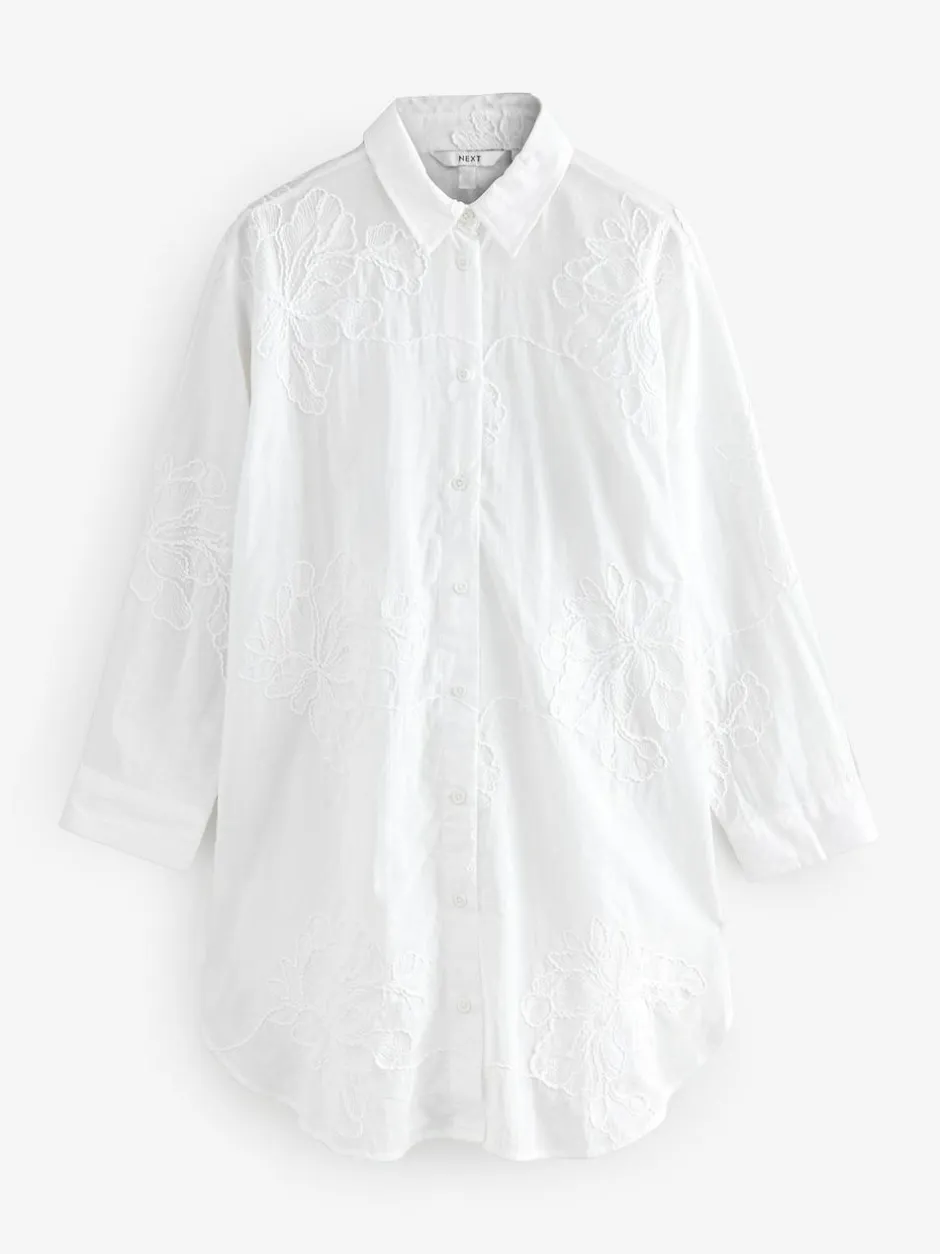 Next Textured Cornelli Cover-Up Shirt White Sale