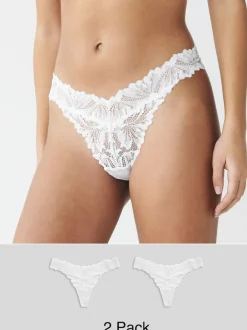 Next White Thong Ultimate Comfort Lace Knickers 2 Pack Best