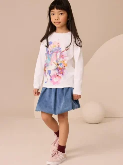 Next White Unicorn Print Long Sleeve Sequin Top (3-16yrs) Best