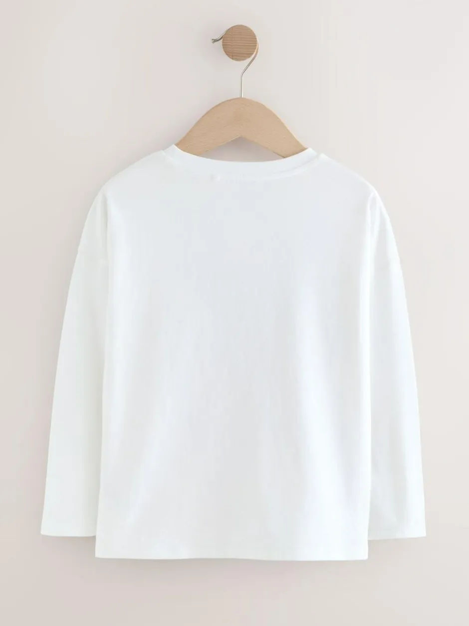 Next White Unicorn Print Long Sleeve Sequin Top (3-16yrs) Best