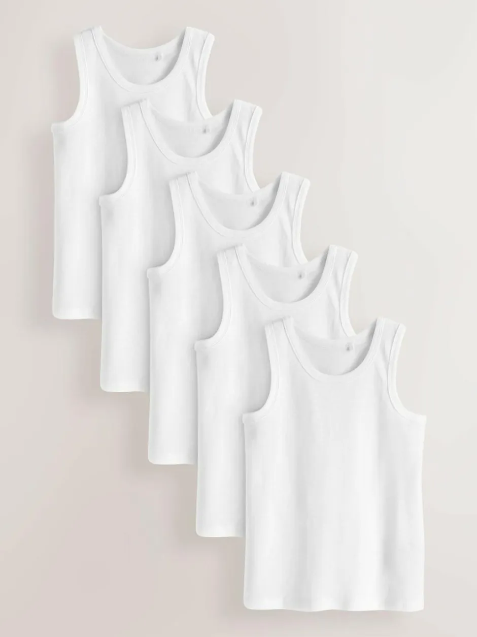 Next White Vests 5 Pack (1.5-16yrs) Best