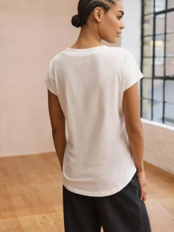 Next White V-Neck Cap Sleeve T-Shirt Online