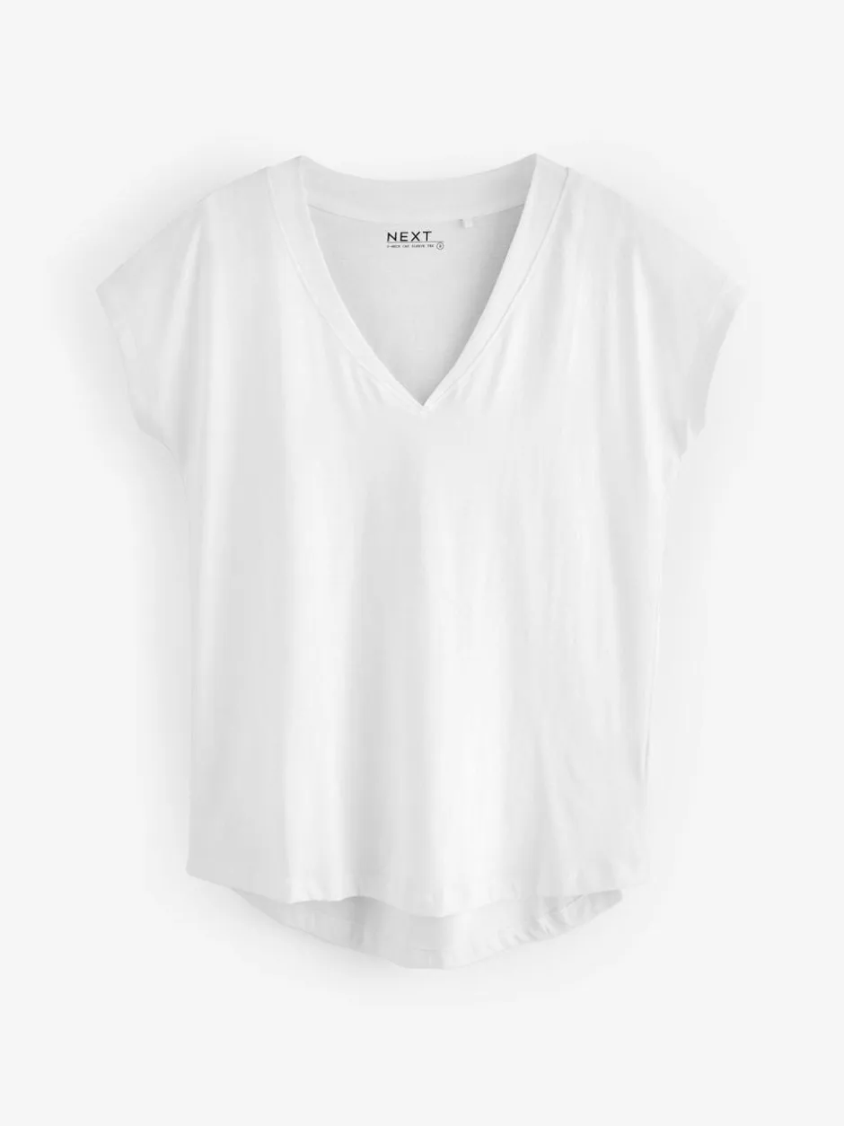 Next White V-Neck Cap Sleeve T-Shirt Online