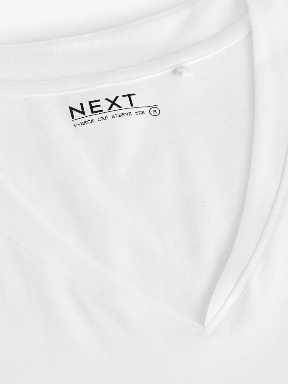 Next White V-Neck Cap Sleeve T-Shirt Online