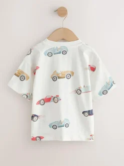 Next Short Sleeve All-Over Print T-Shirt (3 Month-7 Years) (3mths-7yrs) White Watercolour Car Discount