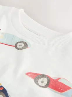 Next Short Sleeve All-Over Print T-Shirt (3 Month-7 Years) (3mths-7yrs) White Watercolour Car Discount