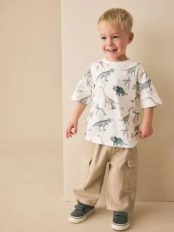 Next Short Sleeve All-Over Print T-Shirt (3 Month-7 Years) (3mths-7yrs) White Watercolour Dinosaurs Online