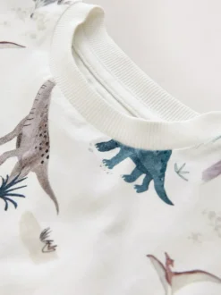 Next Short Sleeve All-Over Print T-Shirt (3 Month-7 Years) (3mths-7yrs) White Watercolour Dinosaurs Online