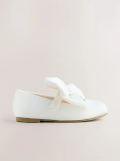Next White Wide Fit (G) Bow Satin Flower Occasion Mary Jane Shoes Best