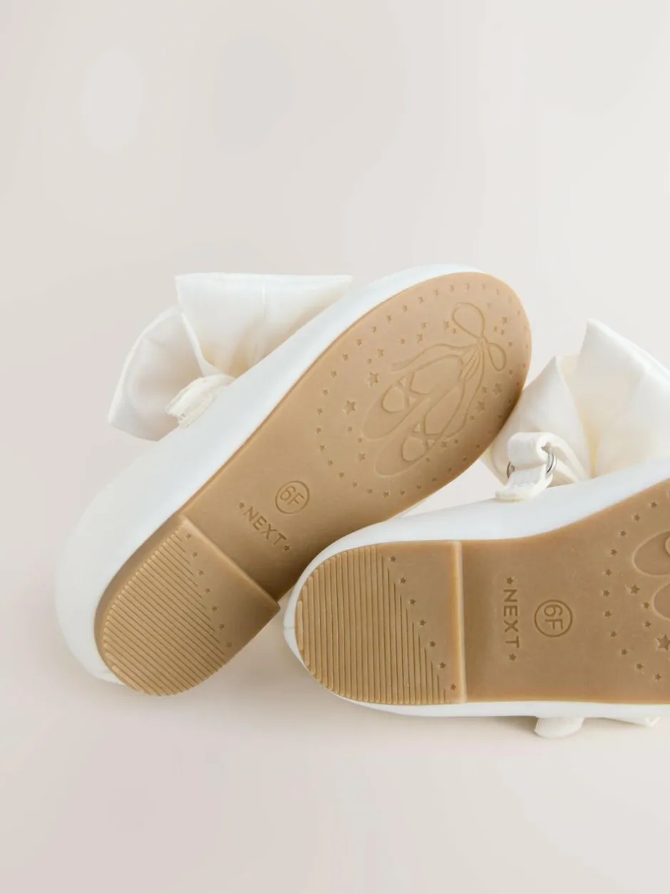 Next White Wide Fit (G) Bow Satin Flower Occasion Mary Jane Shoes Best