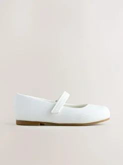 Next Wide Fit (G) Mary Jane Touch Fastening Occasion Shoes White Clearance