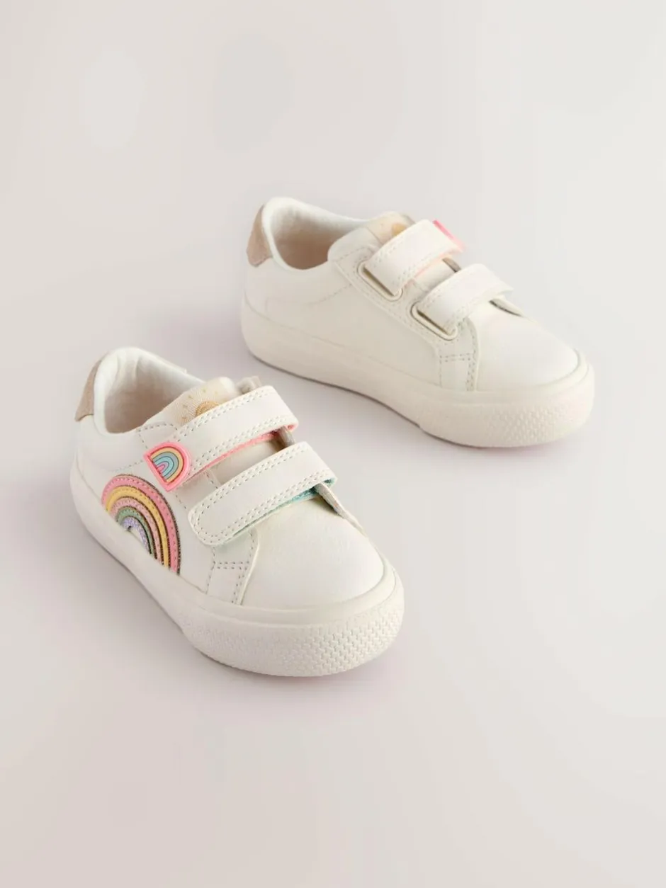 Next Wide Fit (G) Touch Fasten Trainers White Best