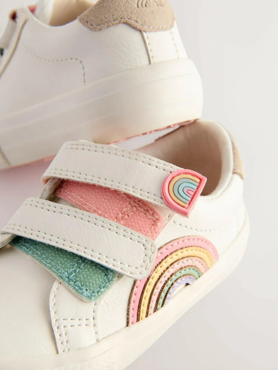 Next Wide Fit (G) Touch Fasten Trainers White Best