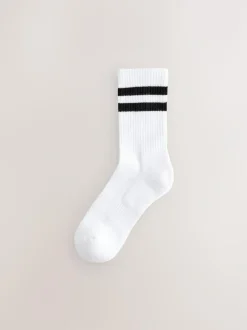 Next Sports Socks 4 Pack White with black stripe Best