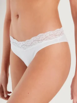 Next Extra High Leg Cotton Lace Knickers 4 Pack White/Black/Grey Sale