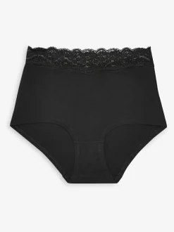 Next White/Black/Grey Full Brief Cotton Lace Knickers 4 Pack Sale