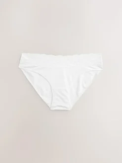 Next White/Black/Grey High Leg Cotton Lace Knickers 4 Pack Sale