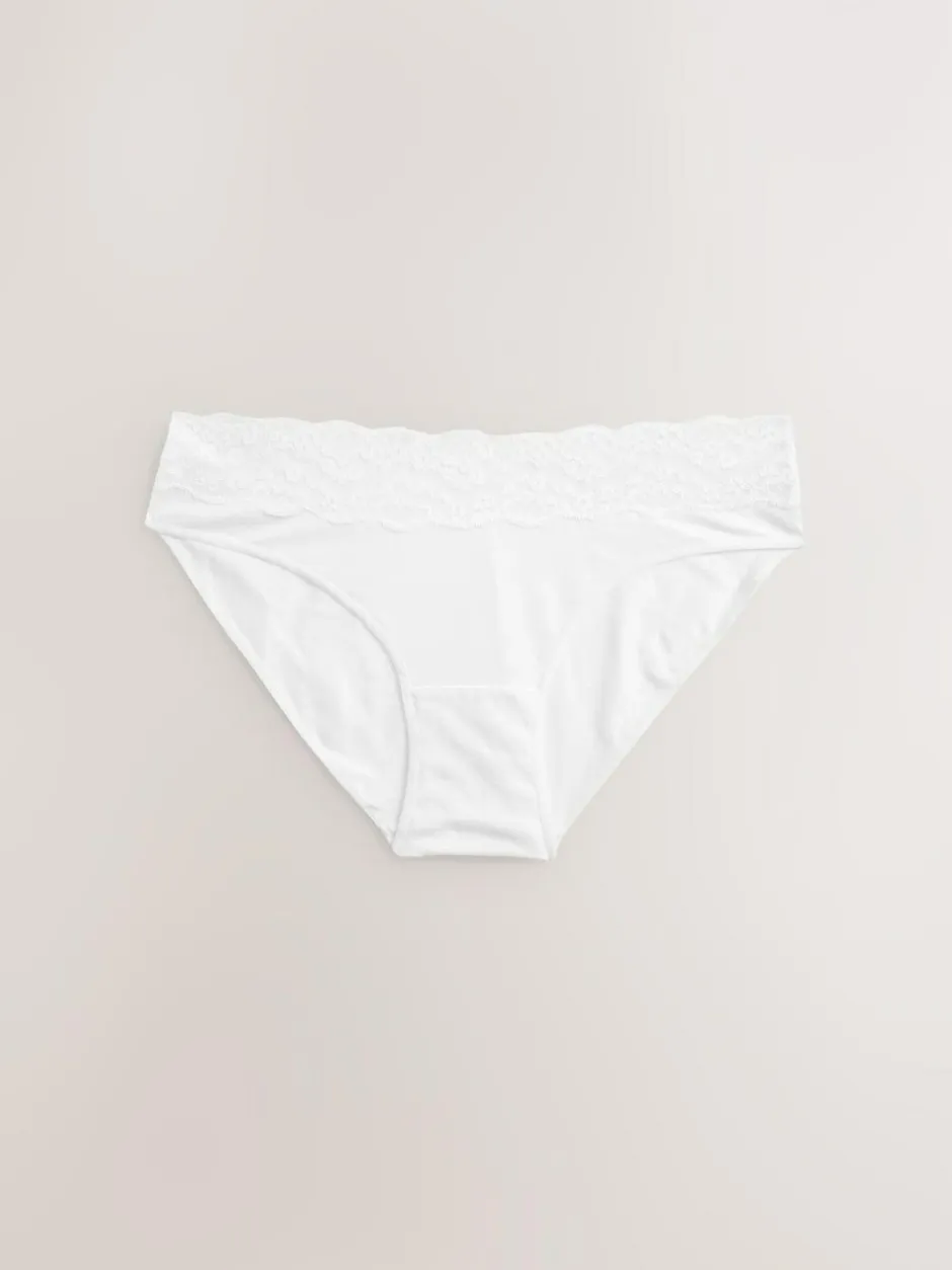 Next White/Black/Grey High Leg Cotton Lace Knickers 4 Pack Sale
