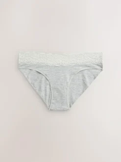Next White/Black/Grey High Leg Cotton Lace Knickers 4 Pack Sale