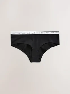 Next Short Cotton Logo Knickers 4 Pack White/Black/Grey Outlet