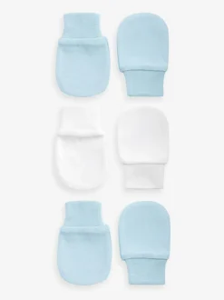 Next White/Blue Baby Scratch Mitts 3 Pack Discount
