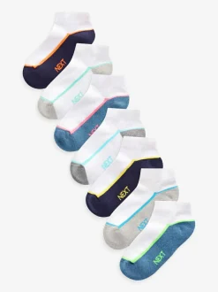 Next White/Blue Cushioned Footbed Trainer Socks 7 Pack