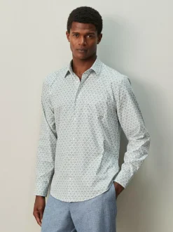 Next Regular Fit Long Sleeve Print Shirt White/Blue Floral Trellis Sale