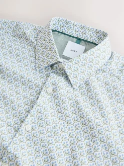 Next Regular Fit Long Sleeve Print Shirt White/Blue Floral Trellis Sale
