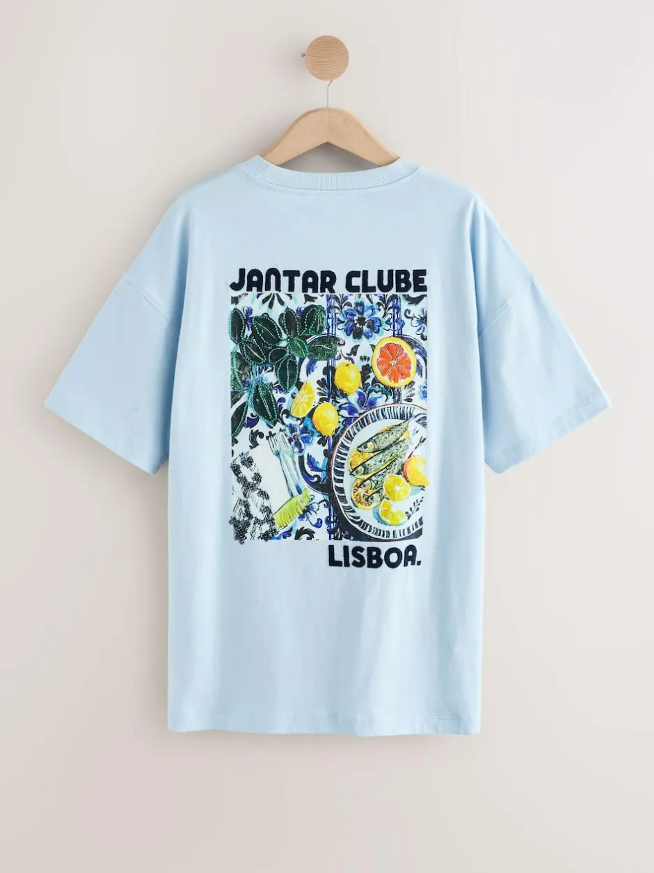 Next White/Blue Graphic Print Beach T-Shirt