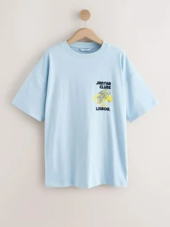 Next White/Blue Graphic Print Beach T-Shirt