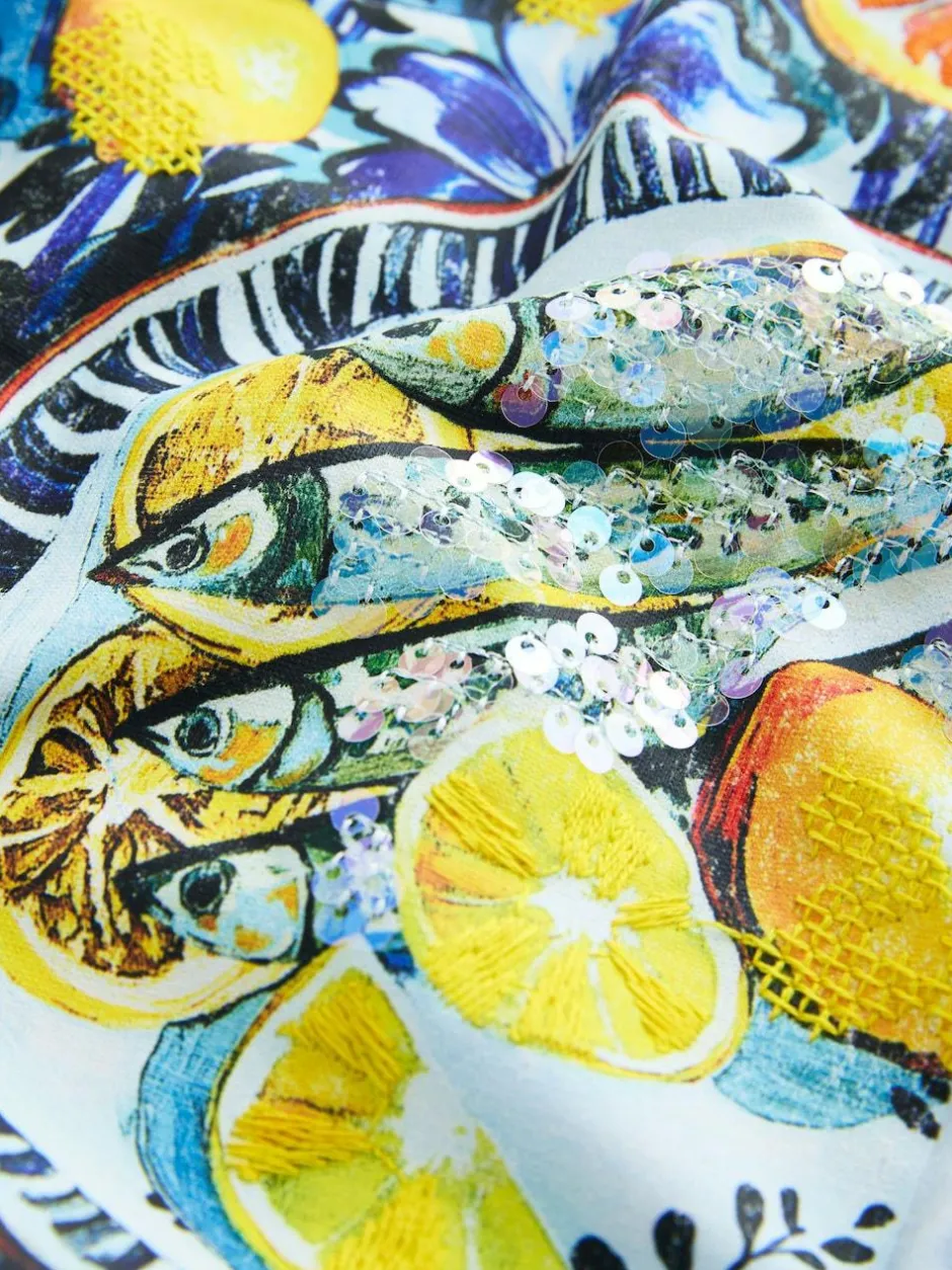 Next White/Blue Graphic Print Beach T-Shirt
