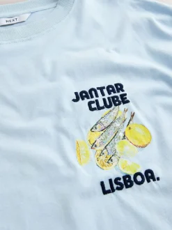 Next White/Blue Graphic Print Beach T-Shirt