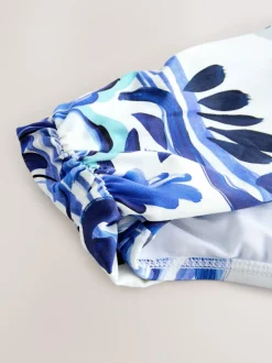 Next White/Blue Porcelain Roll Top Bikini Bottoms New