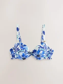 Next White/Blue Porcelain Shaping Padded Wired Bikini Top Clearance