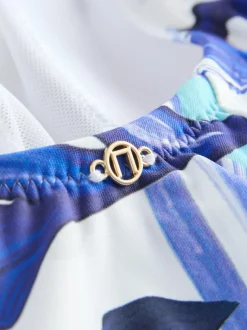 Next Wrap Tummy Control Swimsuit White/Blue Porcelain Sale