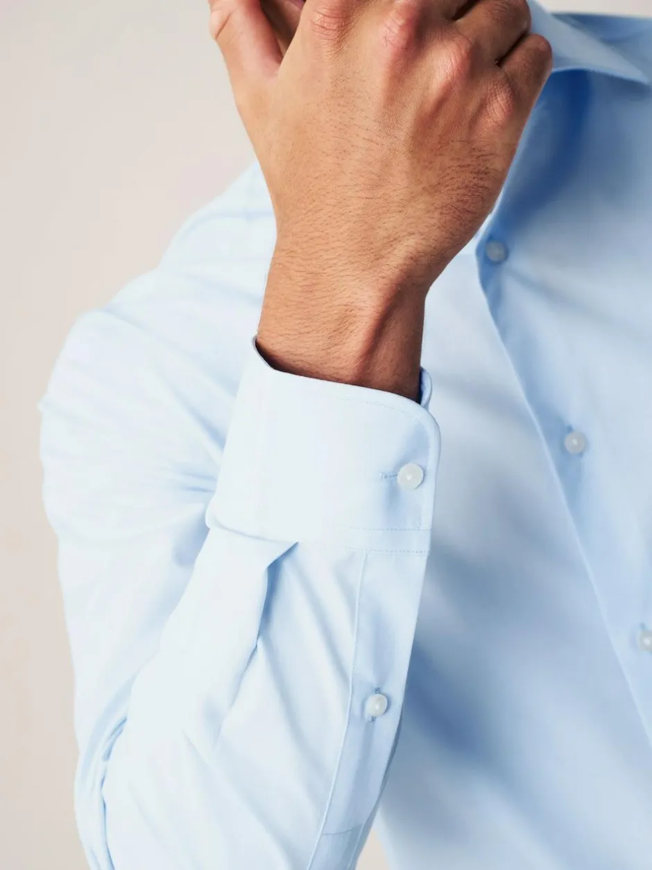Next Regular Fit Easy Care Long Sleeve Single Cuff Smart Shirts 2 Pack White/Blue Outlet