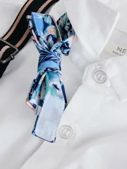 Next Shirt Shorts Braces & Bow Tie Set (3mths-9yrs) White/Blue Clearance
