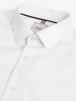 Next Slim Fit Easy Care Textured Single Cuff Smart Shirts 3 Pack White/Blue New