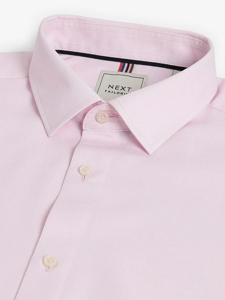 Next Slim Fit Easy Care Textured Single Cuff Smart Shirts 3 Pack White/Blue New