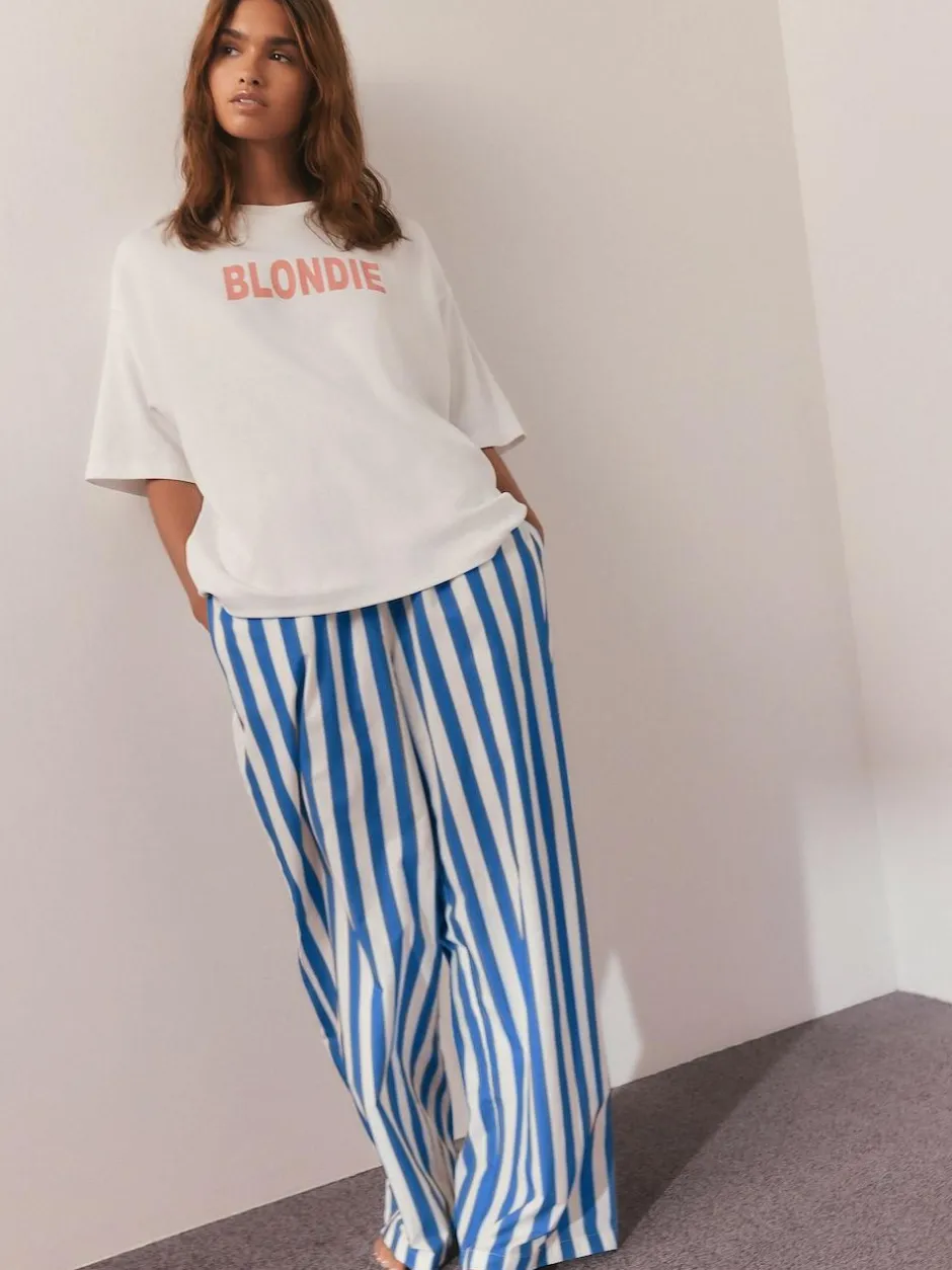 Next White/Blue Stripe Blondie Short Sleeve Pyjamas New