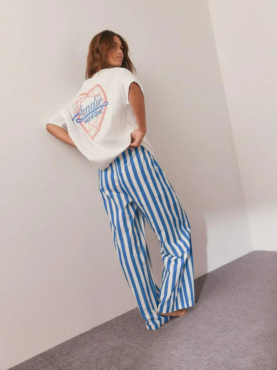 Next White/Blue Stripe Blondie Short Sleeve Pyjamas New