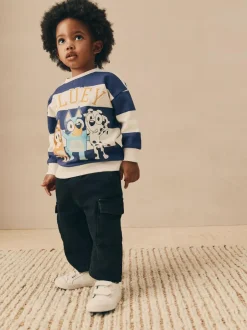 Next White/Blue Stripe Bluey Crew Neck Cotton Sweatshirt (12mths-8yrs) Best