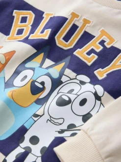 Next White/Blue Stripe Bluey Crew Neck Cotton Sweatshirt (12mths-8yrs) Best